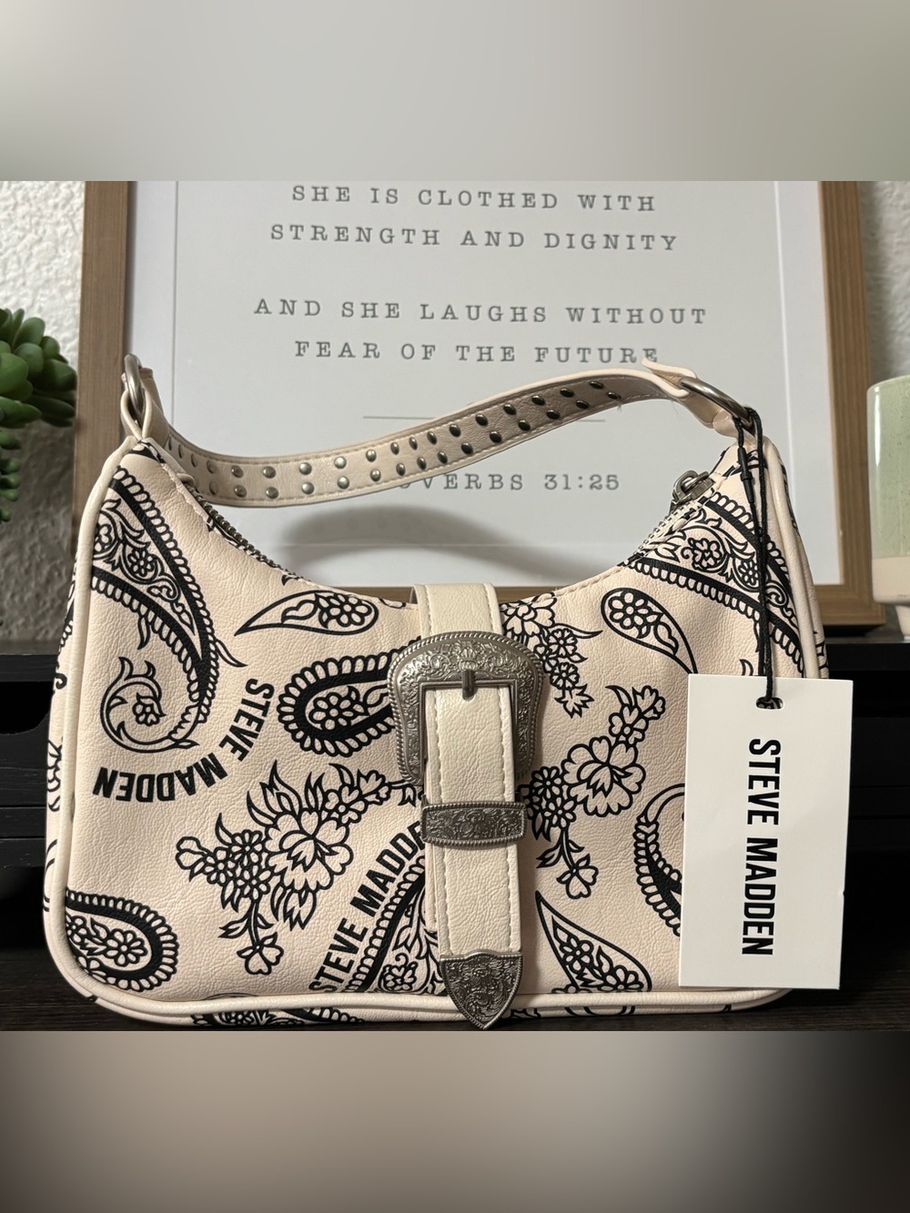 Steve Madden Paisley & Flower Shoulder Bag with Buckle